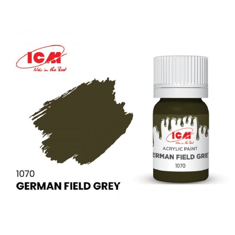 ICM 1070 Acrylic paint, German Field Grey. Volume, ml 12. Waterproof